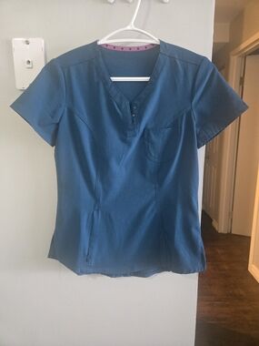 Heartsoul Caribbean Blue V-Neck Women's Top with Pocket